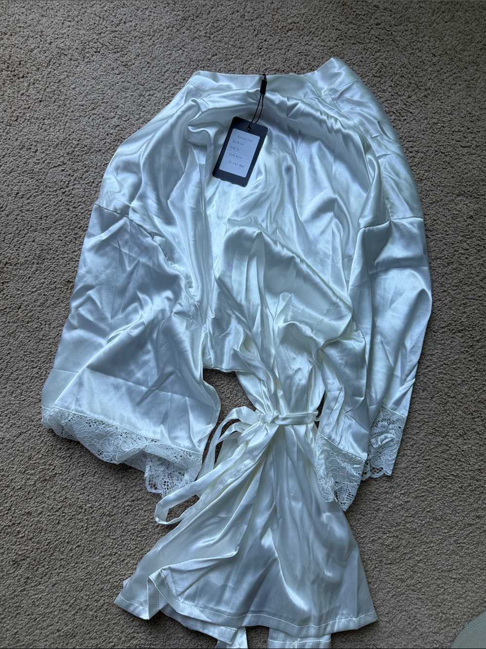 Satin Lace-Trim Women's Robe - White